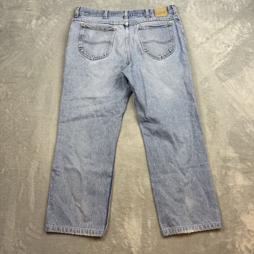 Vintage 90s Lee Jeans Mens 34x26 Light Wash Blue Denim Straight Leg USA Style